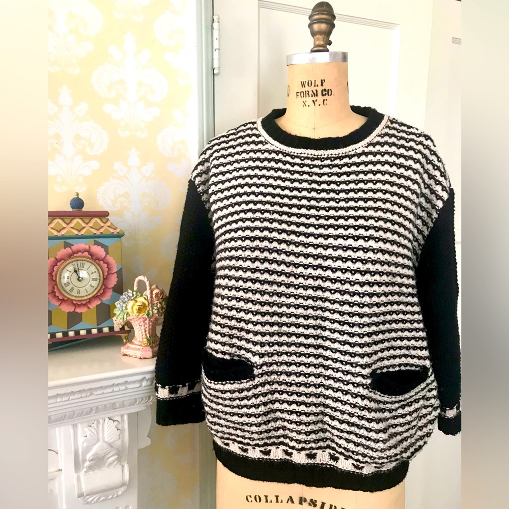 B&W Vintage sweater,”Indigo collection “ 90’s, Punk, graphic, classic